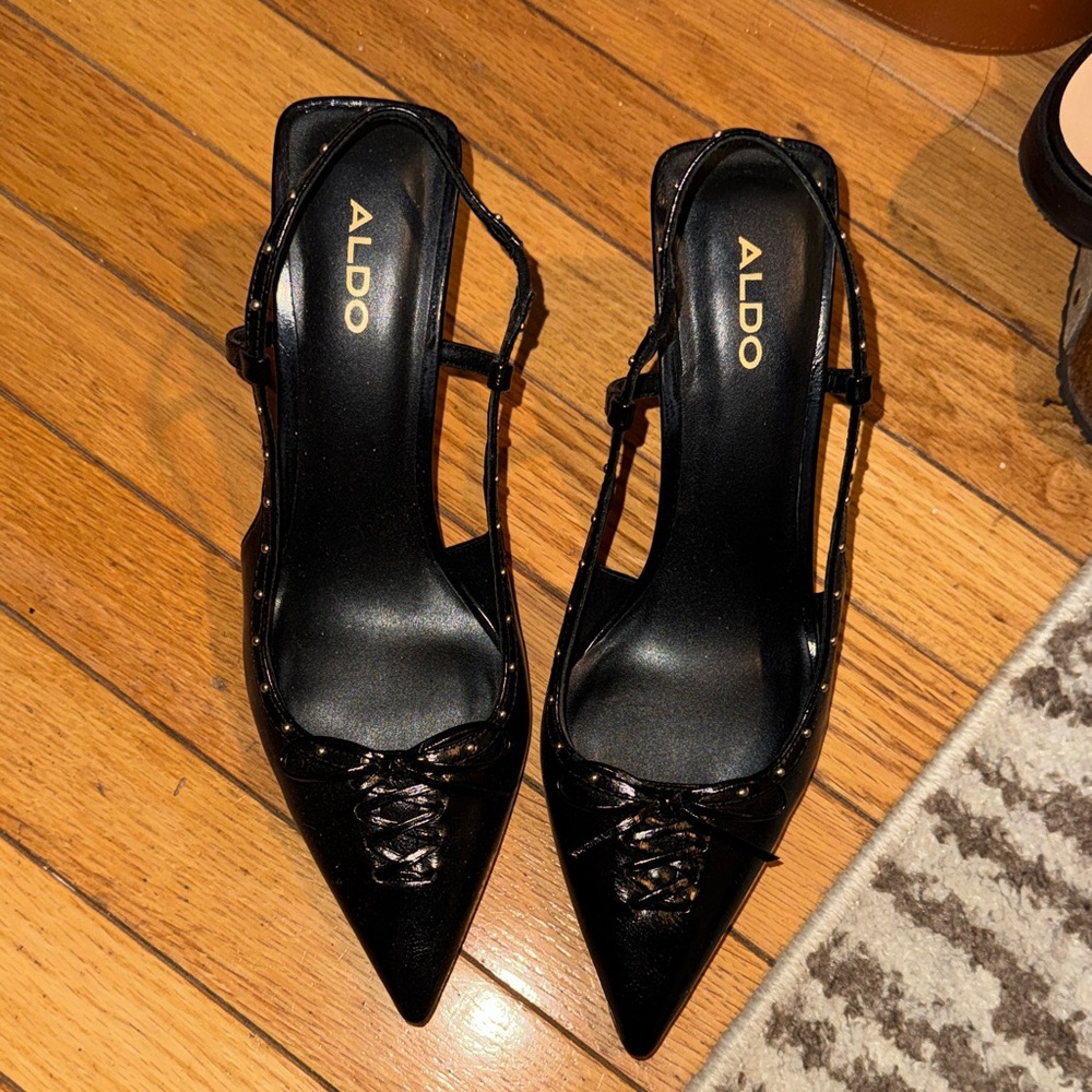 ALDO Black Studded Slingback Heels